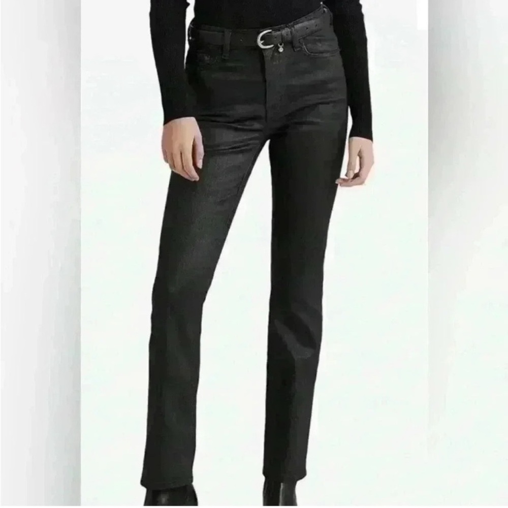 Ralph Lauren Coated Jeans faux leather look black skinny 4 extra small